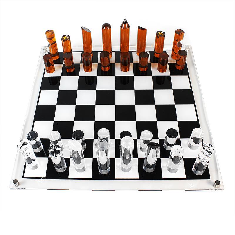Clear Chessboard Perspex Game Chess Set Acrylic Chess Board With 32 Chess Pieces