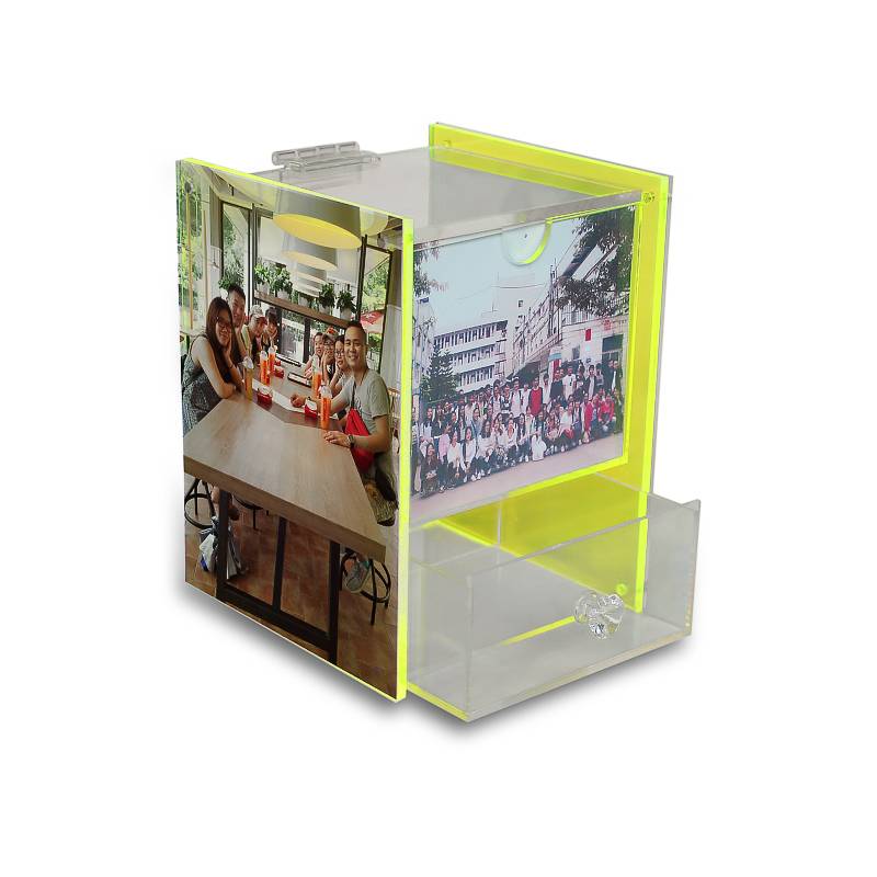 Wholesale customs acrylic photo frame with storage organization