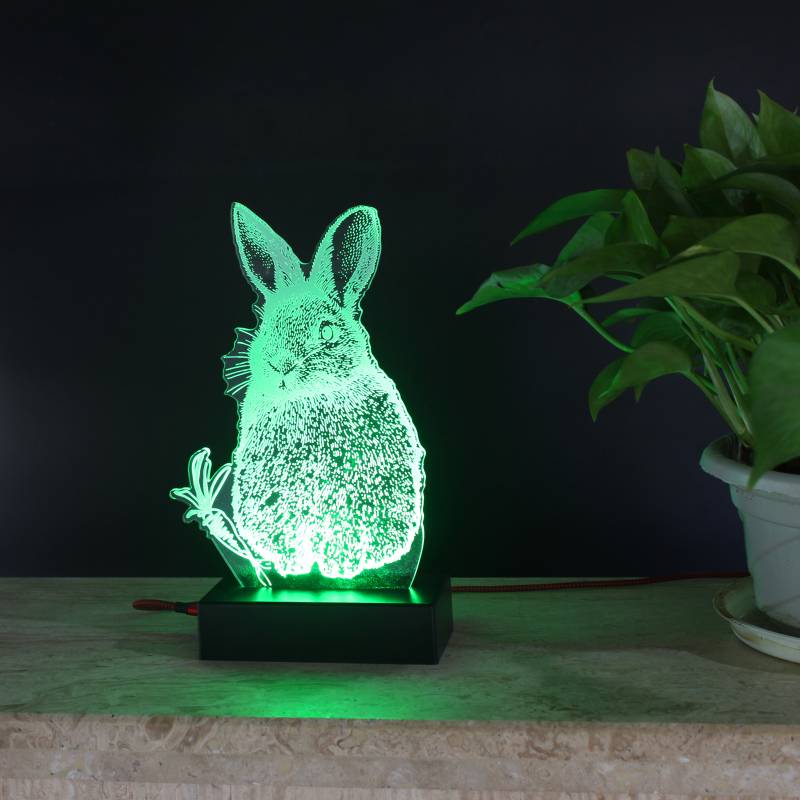 3D LED lighting animal rabbit acrylic decorating artwork