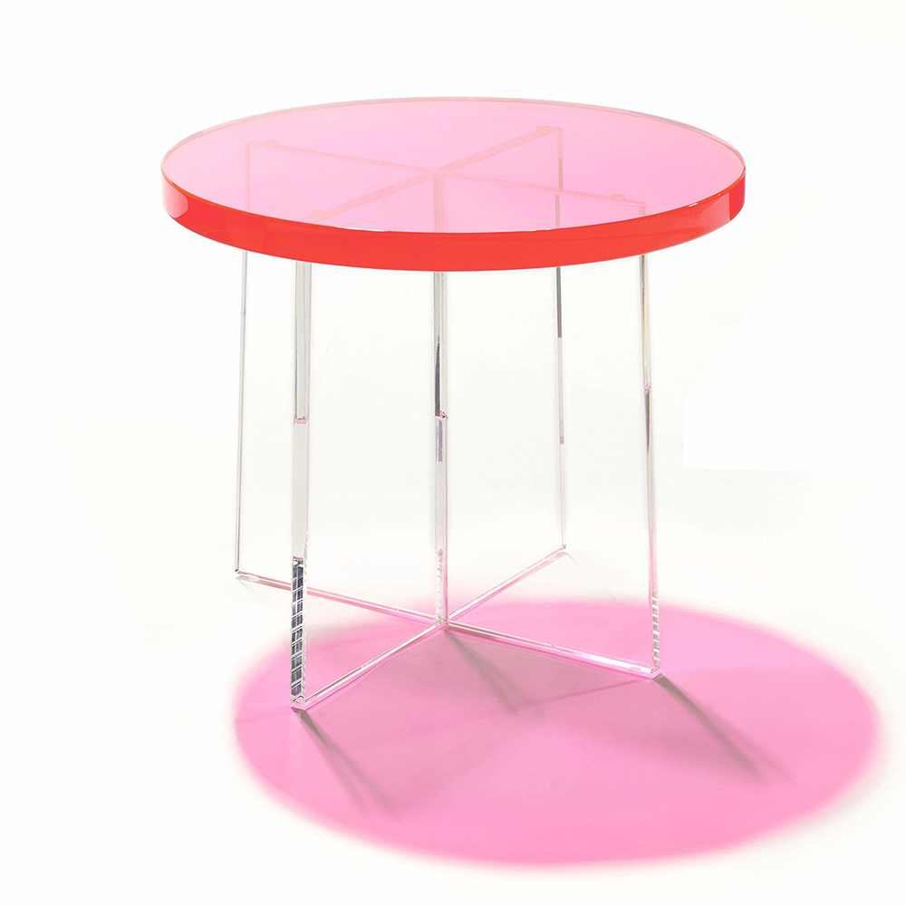 Custom Factory Wholesale Neon Pink Acrylic Accent Table 