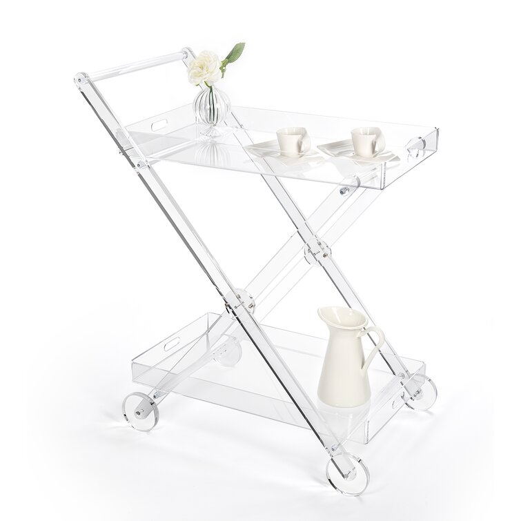 Clear Acrylic Home Bar Cabinet Cart Kitchen Serving Cart Rolling Storage Cart Se
