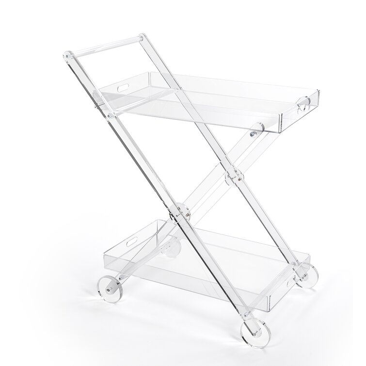 Clear Acrylic Home Bar Cabinet Cart Kitchen Serving Cart Rolling Storage Cart Se